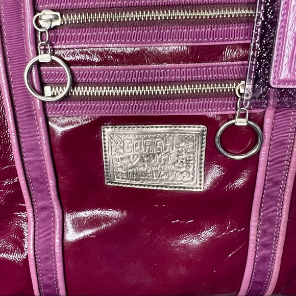 COACH • Daisy • Liquid Gloss Leather In Color Berry • Shoulder Tote Bag • RARE! - Picture 6 of 15